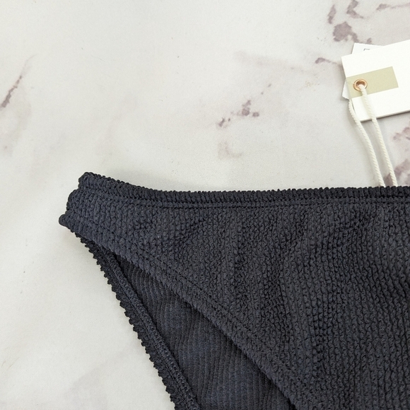 Good American Swim Bottom Women 1 2 S M Small Black Crinkle Bikini Always Cheeky - Picture 2 of 11